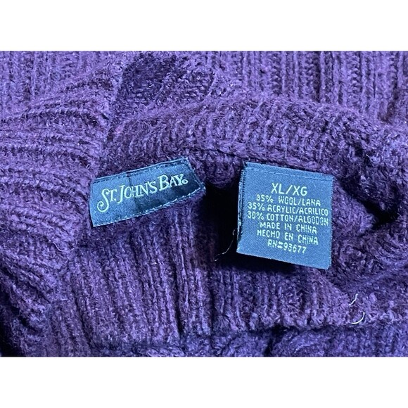 Vintage Sweater Chunky Knit Pullover Crewneck Men Sz L Burgundy Crew Neck - Picture 3 of 4